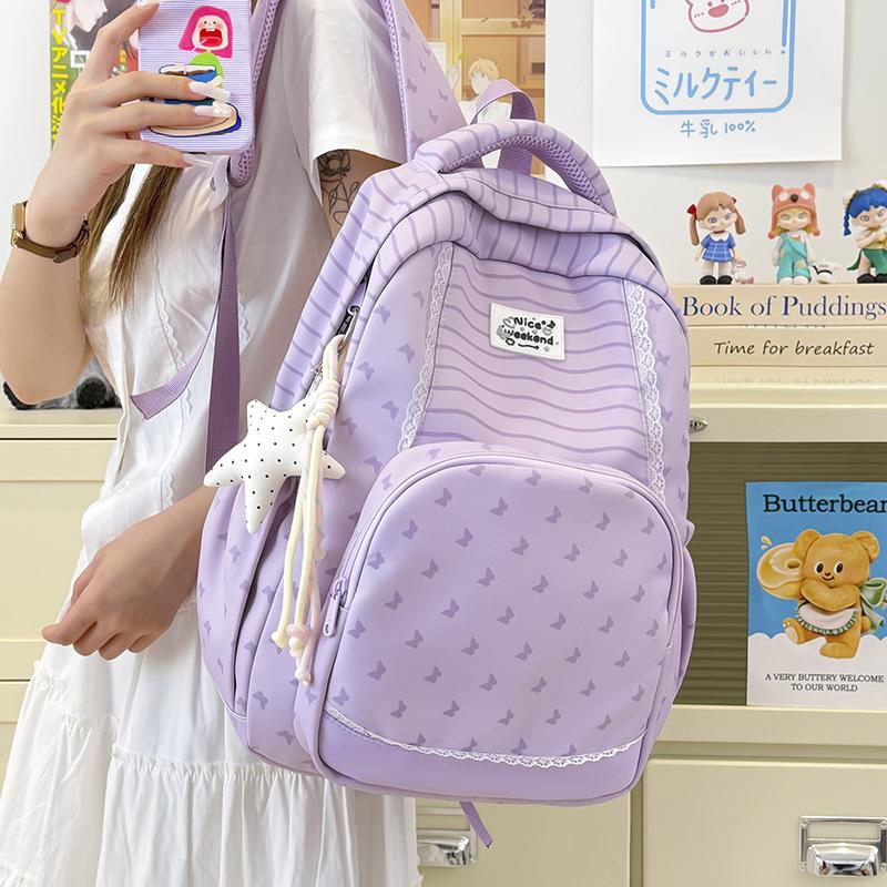Schoolbag Korean ins wind backpacking travel lightweight niche design sense student schoolbag female sweet cute backpack summer