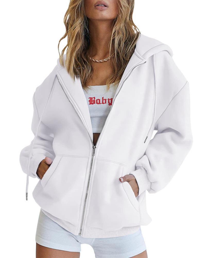 Women's Hoodies Teen Girls Autumn Oversized Sweatshirts Casual Drawstring Clothes Zipper Sweatshirts Spot