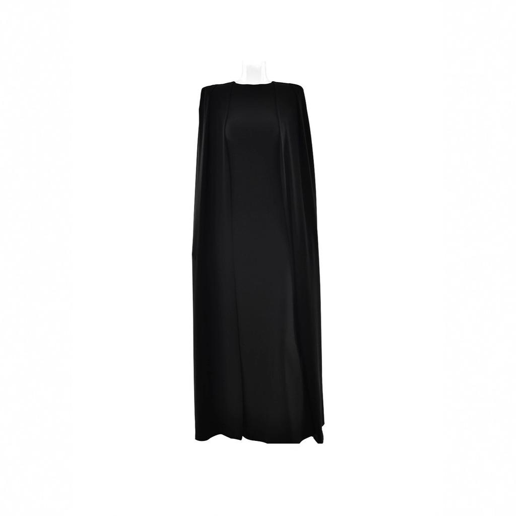 Women Coral Orange Round Neck Cape Sleeve Maxi Dress Plus Size Slim Fit Bodycon Elegant Formal Evening Prom Party Wedding Guest Gown