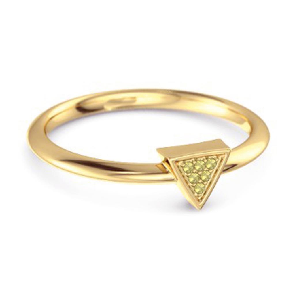 Lemon Quartz Minimalist Geometric Ring - 925 Sterling Silver Gold Vermeil