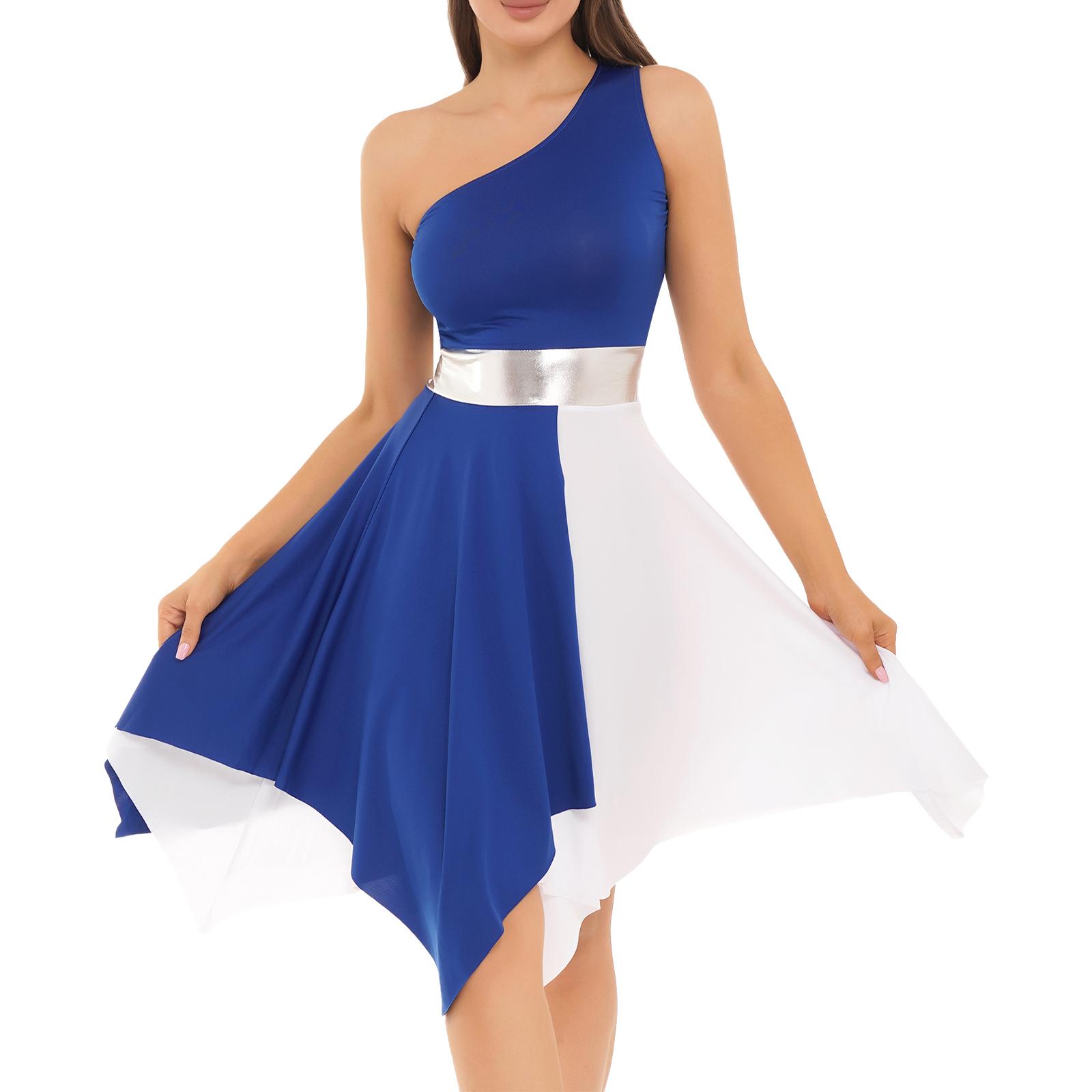 

Women s Sleeveless Color Block Dance Dress Liturgical Praise Lyrical Dancewear Worship Robe Dress S