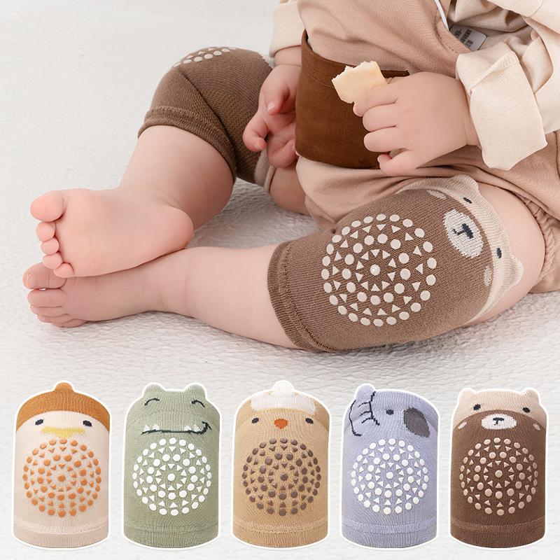 1 Pair Class A Xinjiang Combed Cotton Baby Crawling Knee Pads, Hollow Mesh Anti-Slip Silicone Dot Knee Leg Warmers for Toddler 0-5 Years Four Seasons