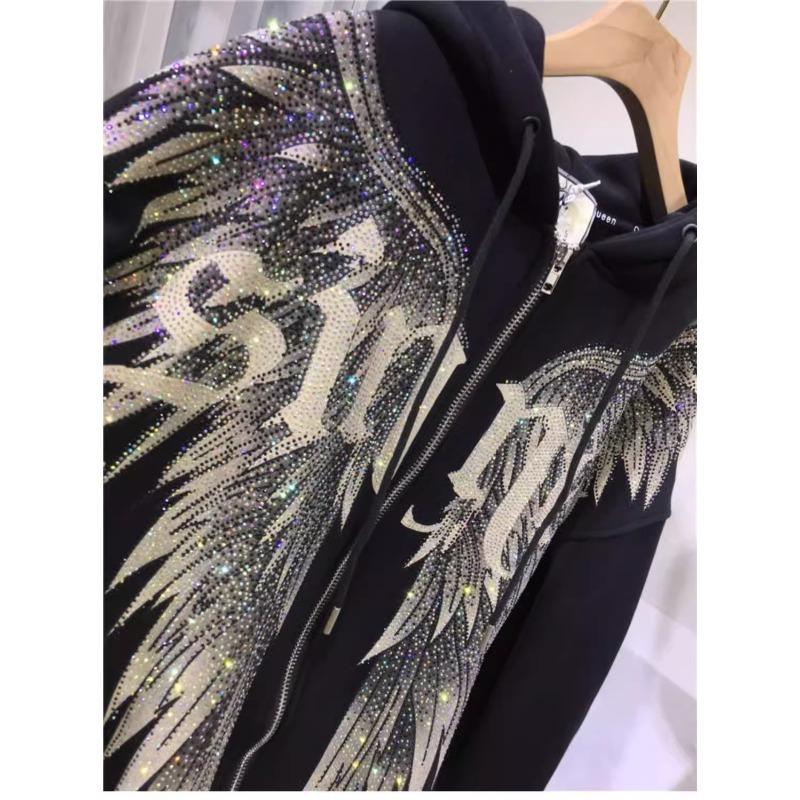Women's Fashion Casual Feather Print Long Sleeve Hooded Hoodies & Sweatshirts