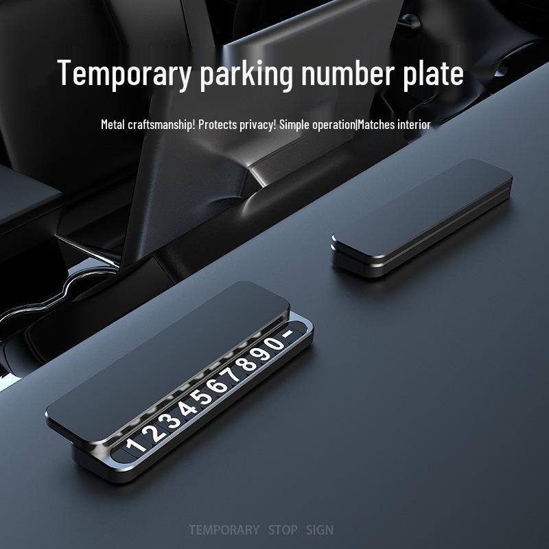 Premium Temporary Car Parking Sign: Solid Wood & Alloy with Movable Phone Number Plate