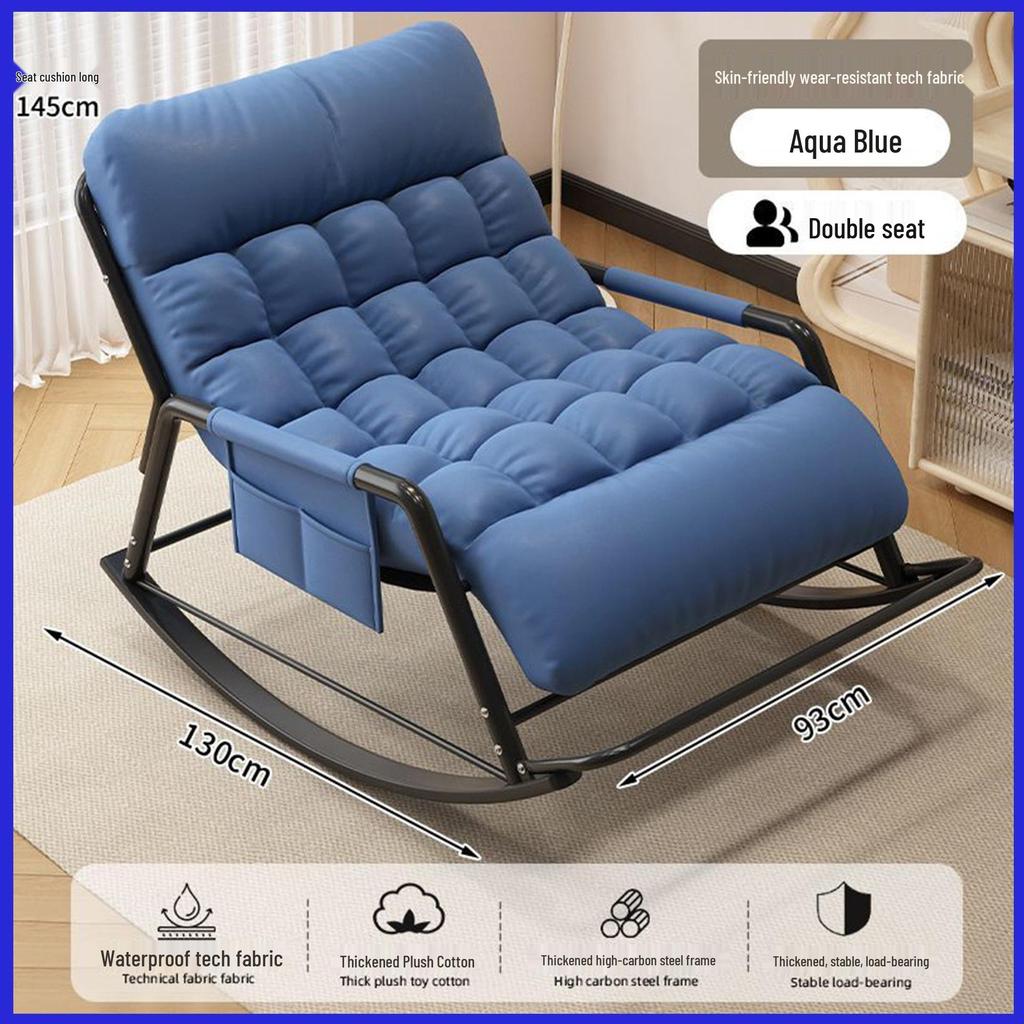 Double Rocking Sofa Chair: Comfortable Lazy Chair for Office, Bedroom, Balcony, Living Room - Perfect for Midday Naps and Leisure.
