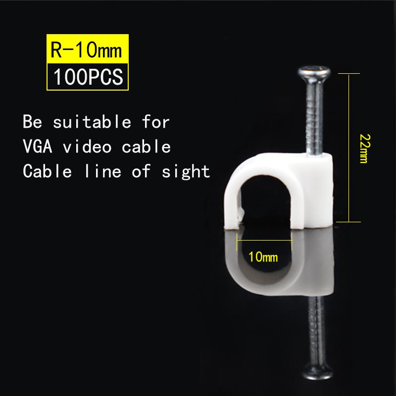100pcs Cable Clips 4/6/8/10/12/14/16/20mm Cable Wire Clips Nail In Cable Clips Cable Tacks Coaxial Nail Clamps  Nails For Cords
