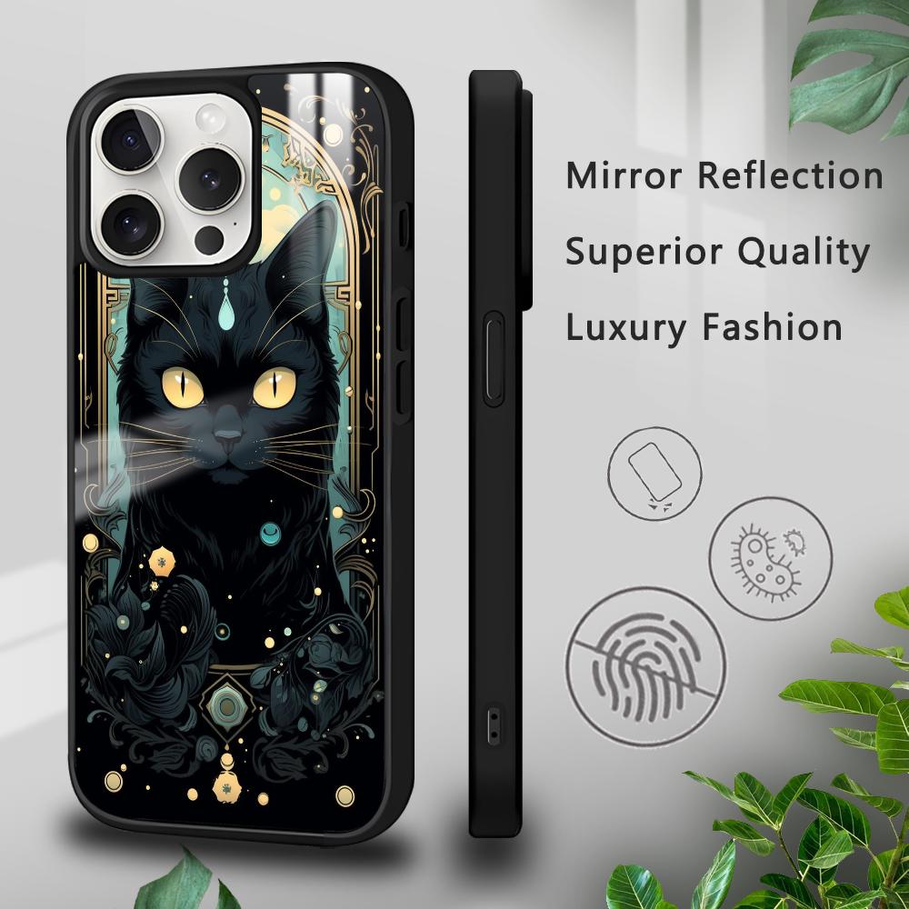 Tarot Mystery Totem Cat Phone Case For iPhone 16 15 14 13 12 11 Pro Xs Max Mini Plus Celulares Hard Funda
