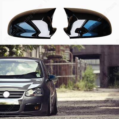 For Volkswagen Jetta MK5 2pcs Gloss Black Car Rear View Mirror Cover Caps Jetta V 1K2 TSI TDI TFSI GLI 2005-2010 Bodykits Tuning