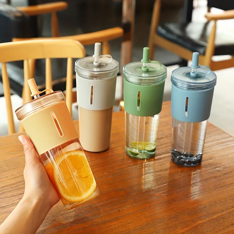1pc 710Ml/24Oz Large Capacity Coffee Cup | Plastic High Temperature Resistant Sports Water Bottle, Reusable Cups with Straws
