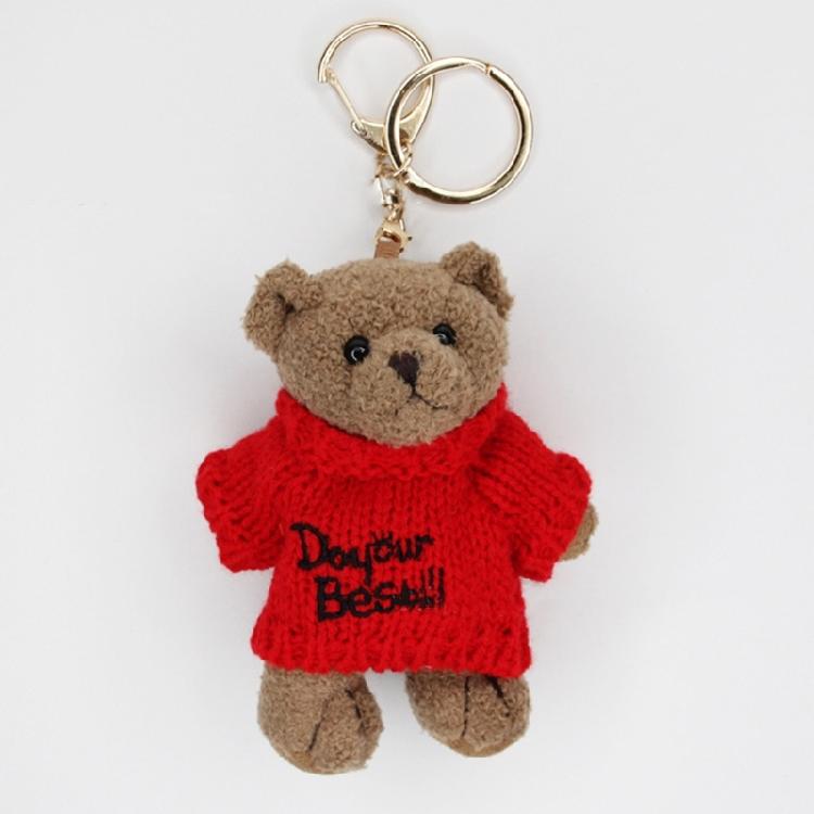 Sweater Little Bear Toy Pendant Keychain for Valentines Day Decor Craft Supplies
