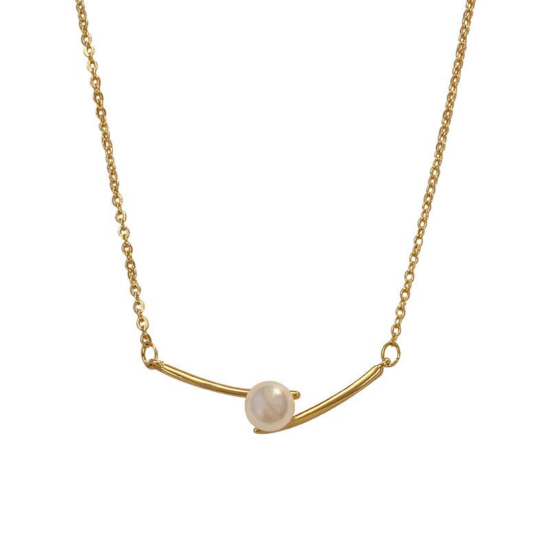 2025 single pearl pendant necklace women's design collarbone chain neck chain popular accessories
