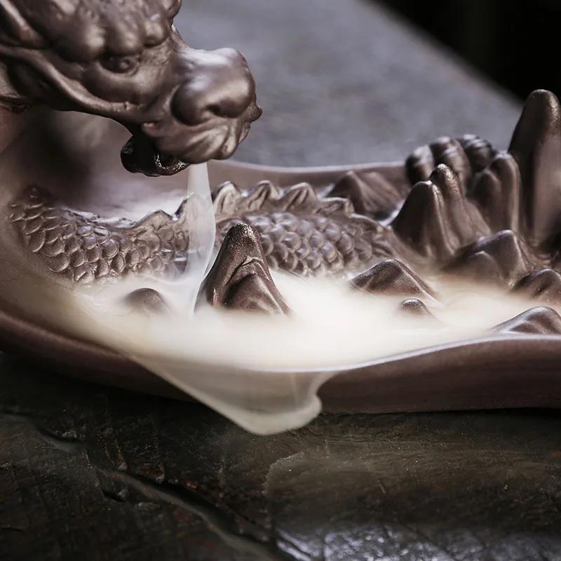 1pc, Purple Clay Handicrafts Dragon Home Ornaments Backflow Incense Burner Incense Stick Holder (Without Incense)