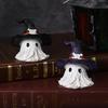 Haunted Resin Ghost Figurines - Halloween Witch Hat Decor with Mini Pumpkins for Party Tabletop Scenes
