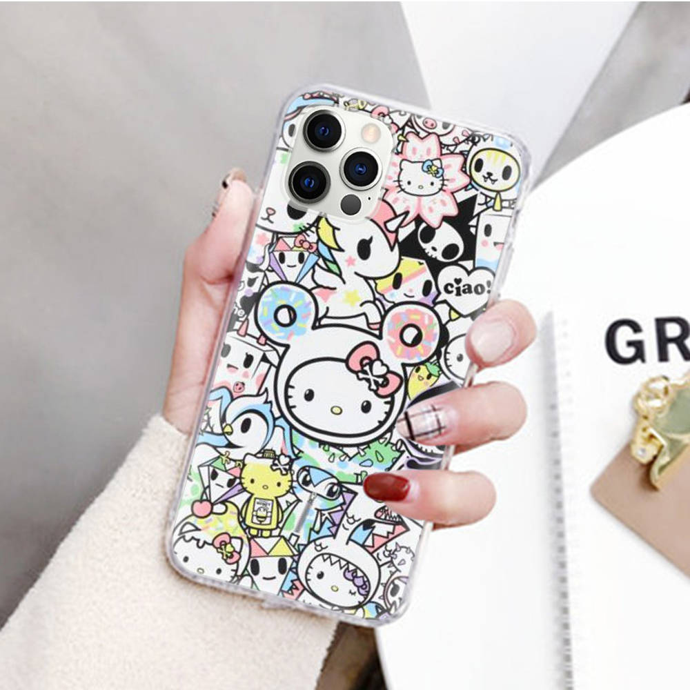 JZ6 Sanrio Cartoon Transparent Case for Samsung A04 A14 A23 M33 M53 Realme 10 9 C35 C55 VIVO Y02 X80 Infinix Hot 30 Note 11 Tecno Spark 8P Pro