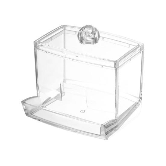 Storage Box with Bamboo Lid Dustproof Moisture Resistant Clear Acrylic Container Cotton Swabs Dental Floss Jewelry Organizer