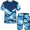 Set cu imprimeu camuflaj de vară Costum Hip Hop Harajuku Sport 2 piese Îmbrăcăminte sport supradimensionată Tricou Pantaloni scurți de plajă Ținute Haine pentru bărbați