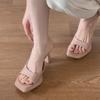 2026 Square Platform Stiletto Flip Flops Summer NewToe Open Toe Non-Slip Slip Non-Slip Wear-Resistant High Heels