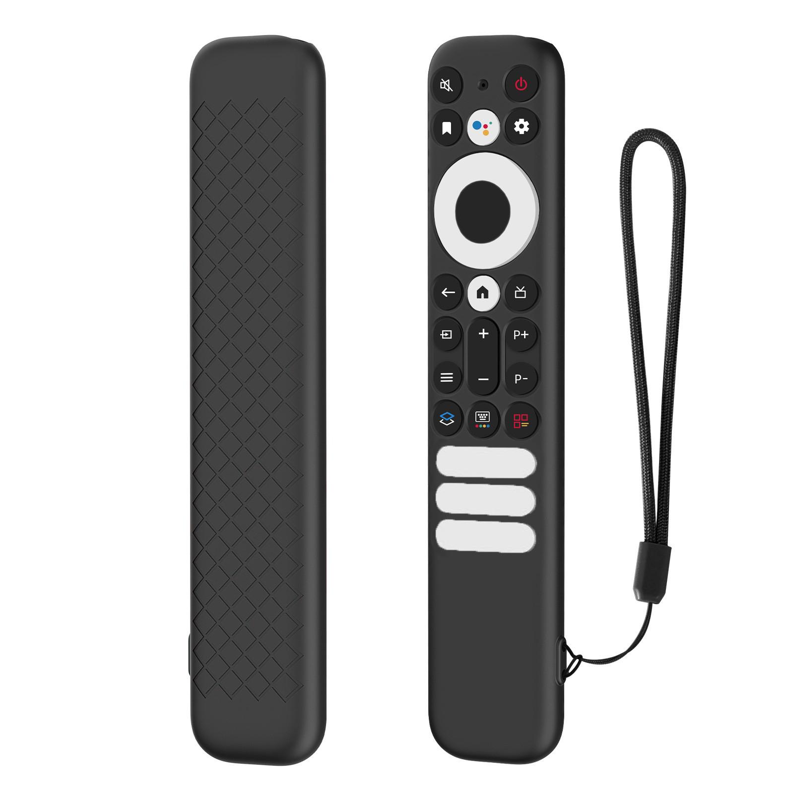 

Защитный силиконовый чехол для пульта дистанционного управления TCL RC902V 802NU1 с нескользящей текстурой и шнурком, противоударный чехол чёрный