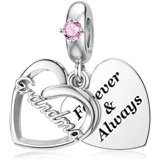 Copper Mother Sisters Daughter Friend Pink Heart-Shaped Charm Pendant Fit For Original Pendant Bracelet Diy Women'S Jewelry