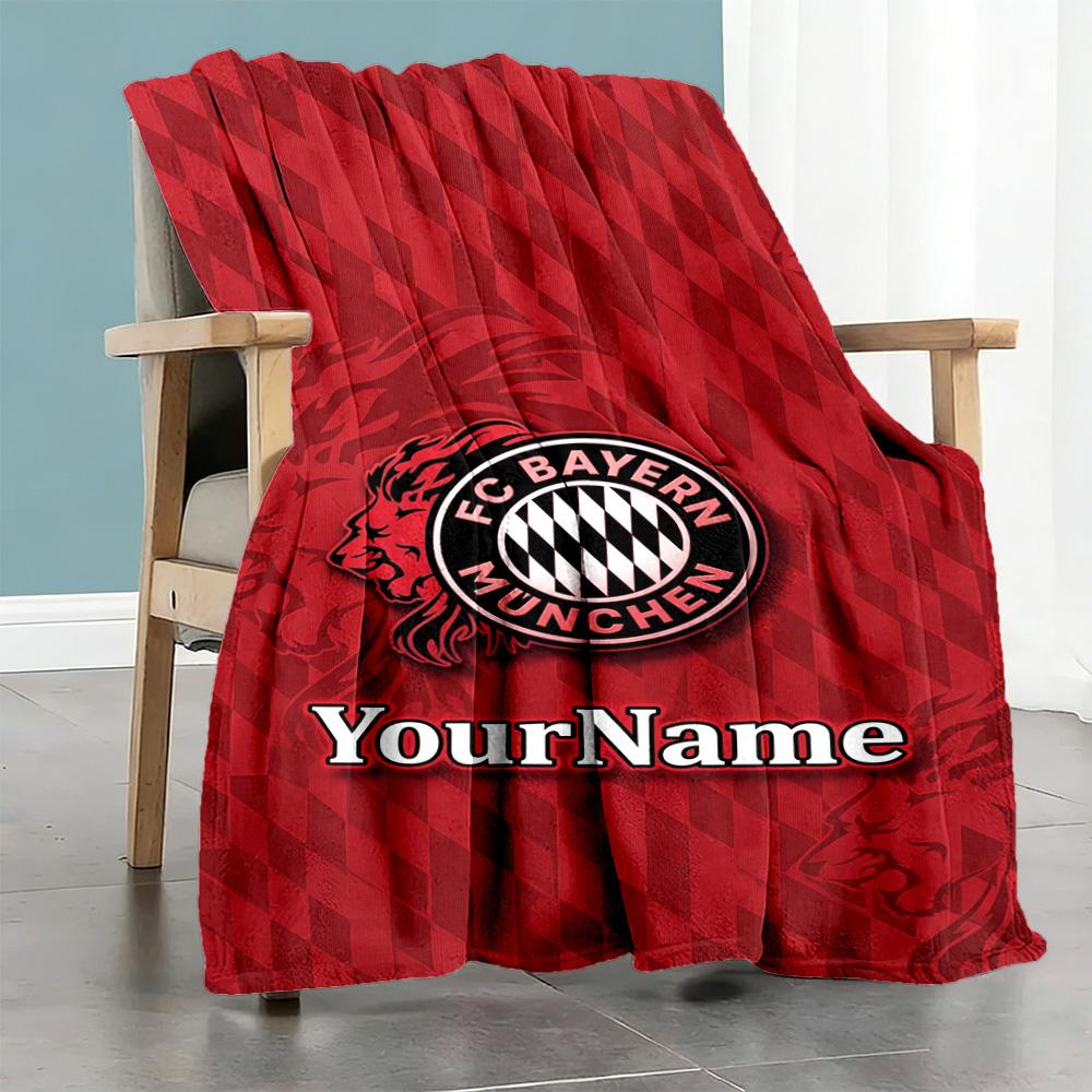 Bayern Munich Personalized Text Blanket Lightweight Customizable Blanket Warmthful Decor Perfect for Seaside Home Decor Chair Bedding for All Occasion