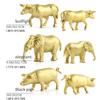 12 Set of Gold Plastic Animal Figurines Jungle Wild Animals Models Mini Animals Desktop Ornament