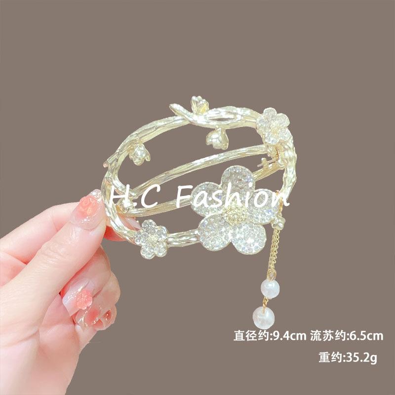 Trendy Personal Flower Hairpins Women Pearl Hair Clips Accessories Temperamental Alloy Hair Accessories