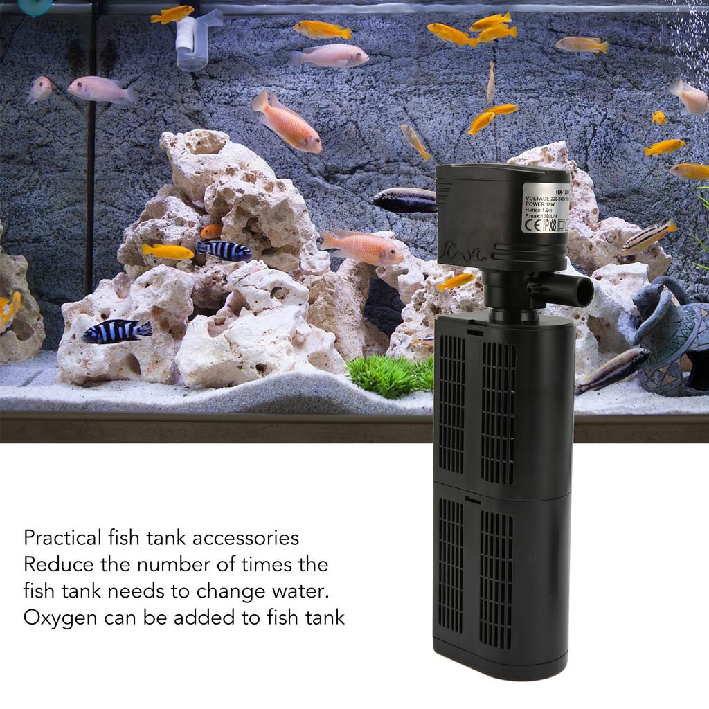 Aquarium Filter 3 in 1 Filtration Circulation Oxygenation Internal Fish Filter Pump 220 V