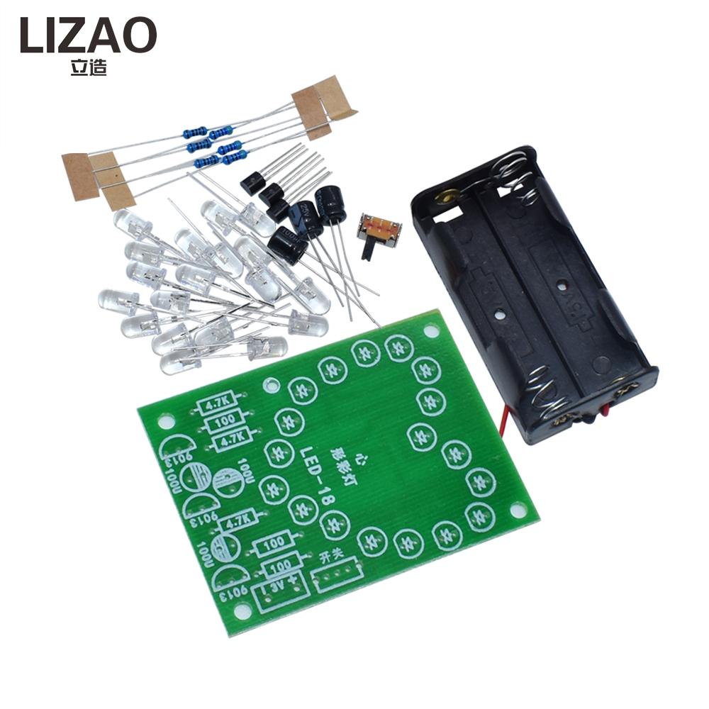 LIZAO DIY Heart LED Flowing Light Kit Electronic Soldering Practice Set for Student Maker Fun Learning Training Project