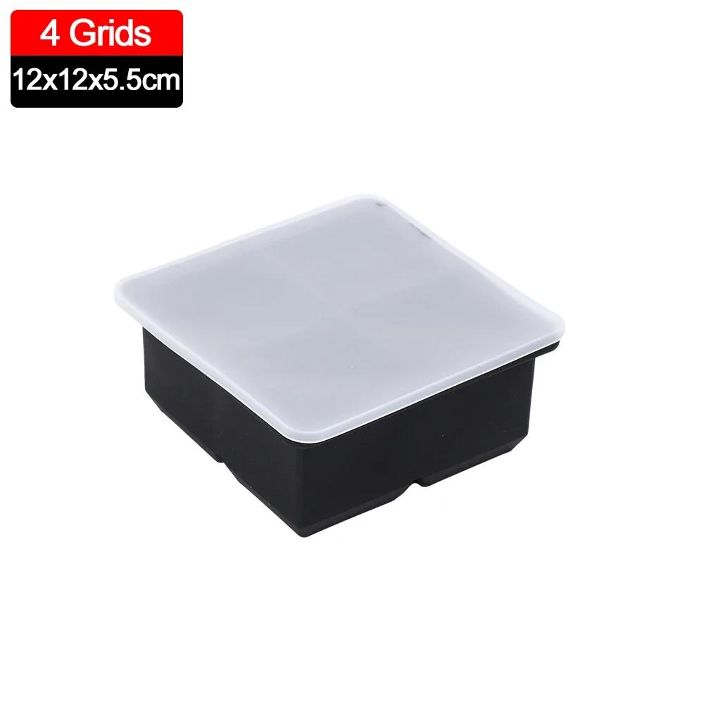 4/6/8Grids Silicone Food Ice Block Mold Reusable Easy-Release Square Shape Ice Molds DIY Household Kitchen Bar Accessories