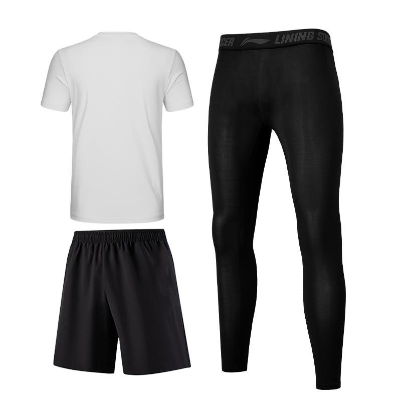 Li Ning American Retro High Street Comfortable Fashion Simple Solid Color Versatile Loose Soft Skin-Friendly Casual Sports Suit MBZH155-2+MBZH023-1