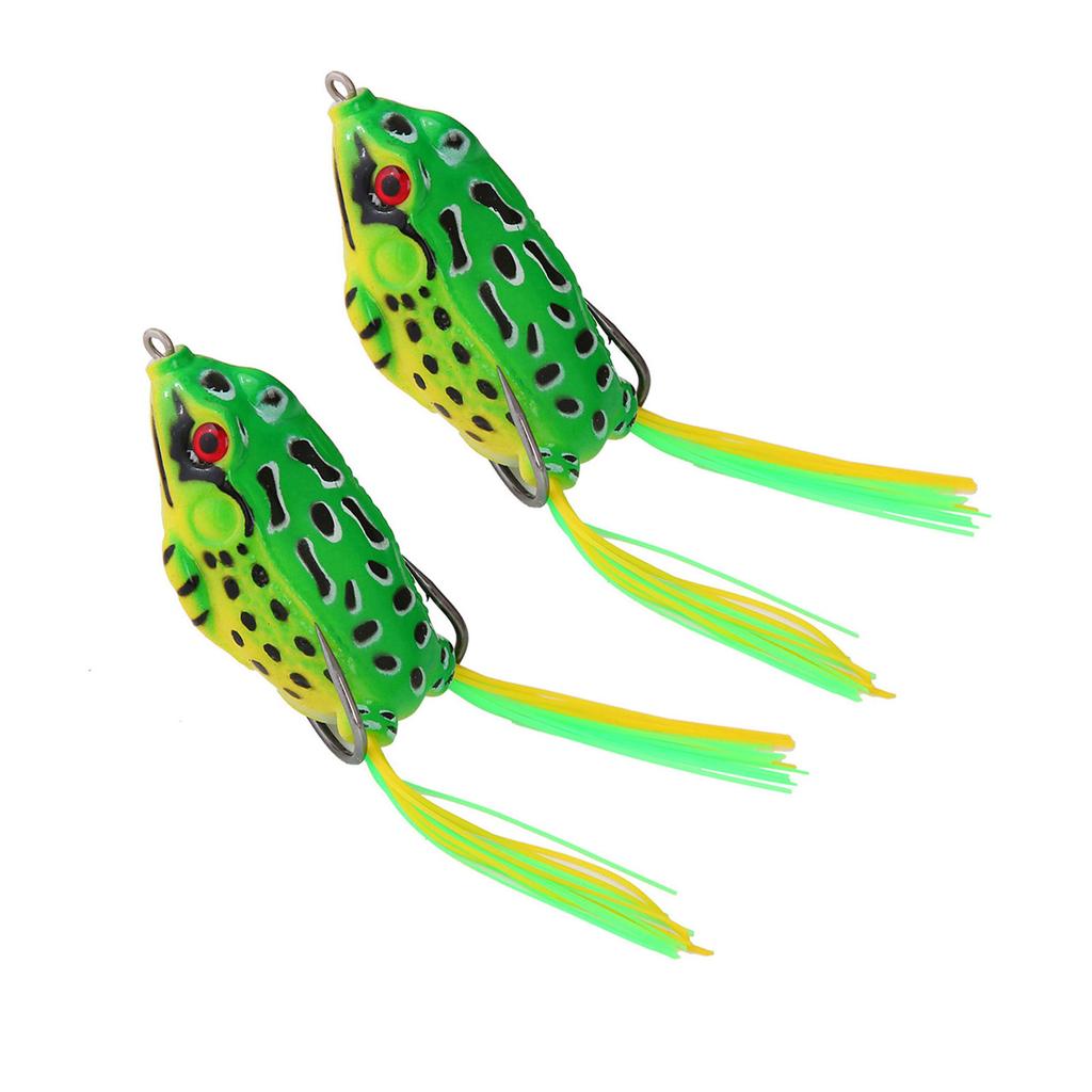 2Pcs Simulated Frog Fishing Lure with Hooks Topwater Soft Fishing Baits Artificial Fishing Lure Soft Tube Baits