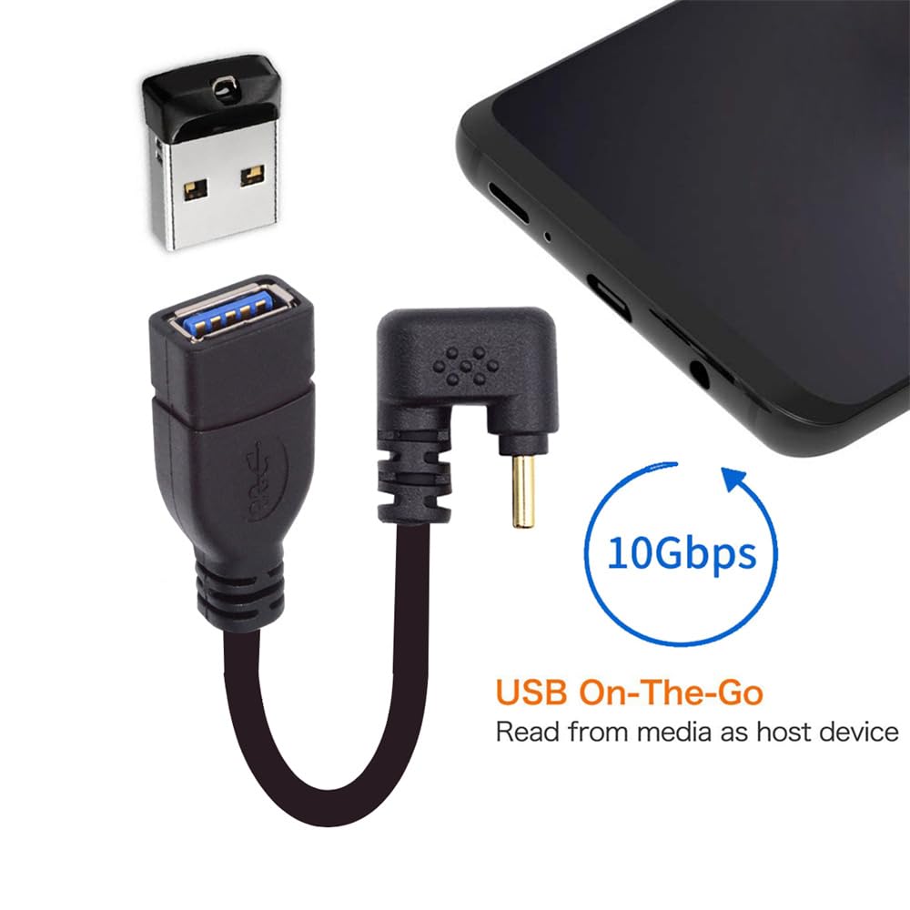 Xiwai 90 Degree USB Male To USB Female 10Gbps OTG Data Power Inverted U Back Angle USB-C Type-C 3.1 3.0-A Adapter, Cable, 30cm, Shape,