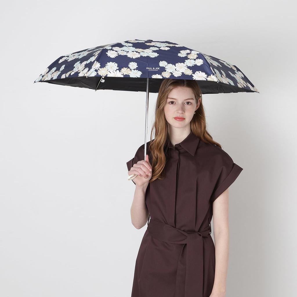 PAUL JOE ACCESSOIRES Folding UV Heat Suitable for Sunny and Rainy Chrysanthemum 12479 Chrysanthemum Navy & (Paul & Joe) Parasol, 100% Protection,