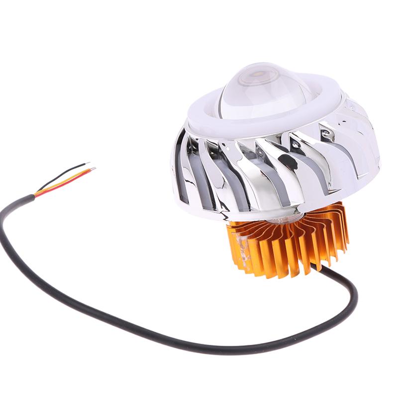 Mehrfarbiger Halo-LED-Motorradscheinwerfer, Spotlampe, weißes Licht, Projektorlinse, Dual Angel Devil Eye-Scheinwerfer, Zyklontyp