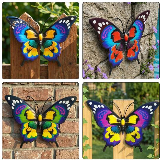 Metal Butterfly Wall Art Decor for Garden Yard Patio, Large Iron Whimsical Hanging Sculpture, Outdoor Fence Farmhouse Backyard Accents
