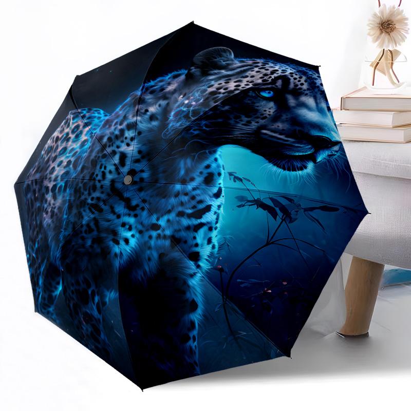 Snow Leopard Yin Yang Automatic Umbrella Compact 8-Rib Design Lightweight All-Season Travel Outdoor Accessory Perfect Gift for Women Men