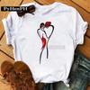 Women's Fashion Western Ballet Dancer Short Sleeve T-shirt Casual Elegant Summer Top Polyester Fabric Girl's Personality Sister
