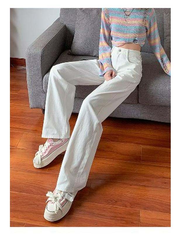 Women's High Waist Light Color Wide Leg Jeans - Spring/Summer 2025 Korean Style, Floor-Length, Slimming, Thin and Versatile Straight Leg Pants