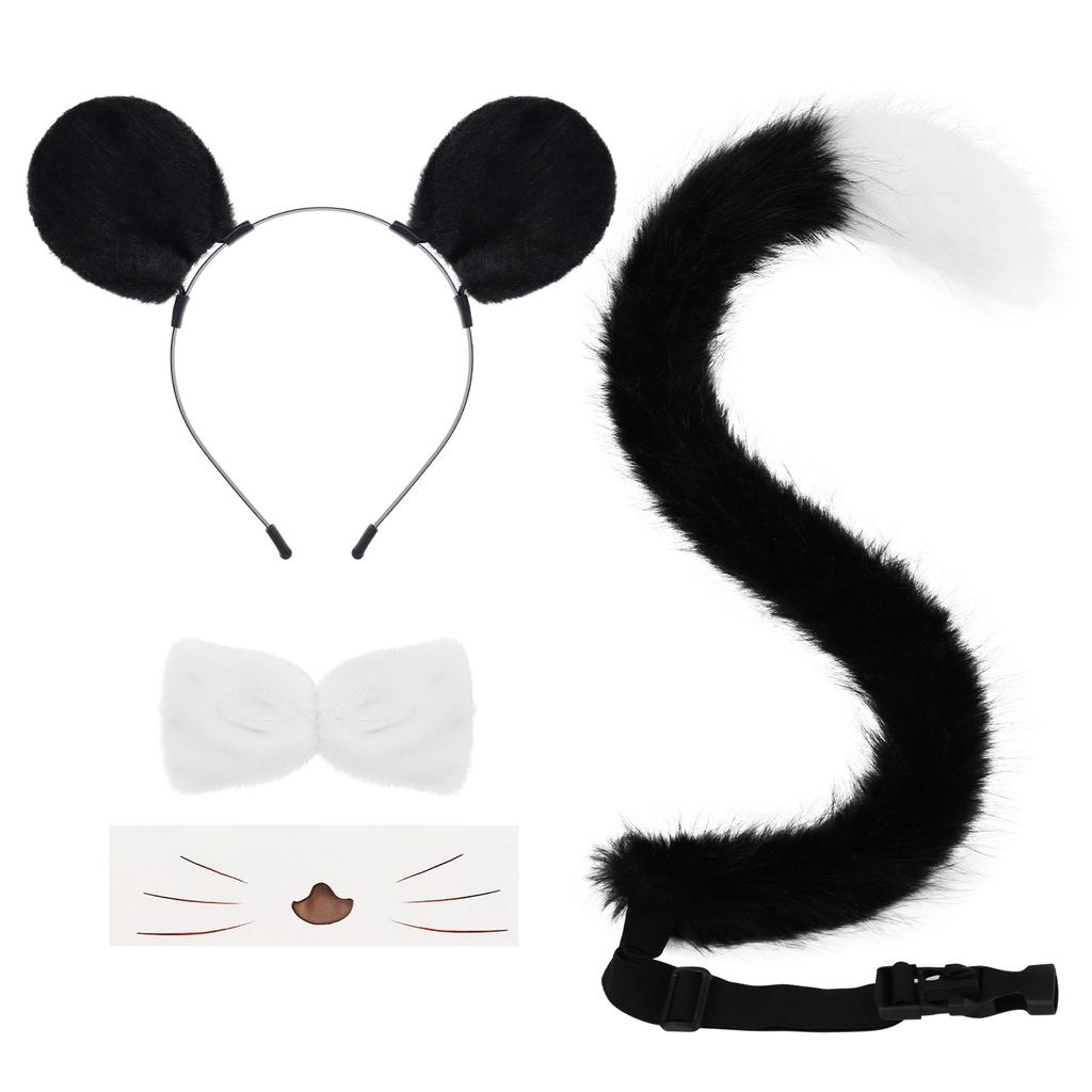 Halloween handmade plush simulated mouse ears cos animal ears and tail set cute animal ears headband headdress