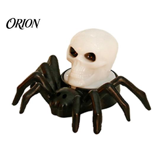Reusable Small Night Lights Halloween Spider Tea Light Candle, Battery Operated Flameless Flickering LED Fake Realistic Plastic Wax Dripping