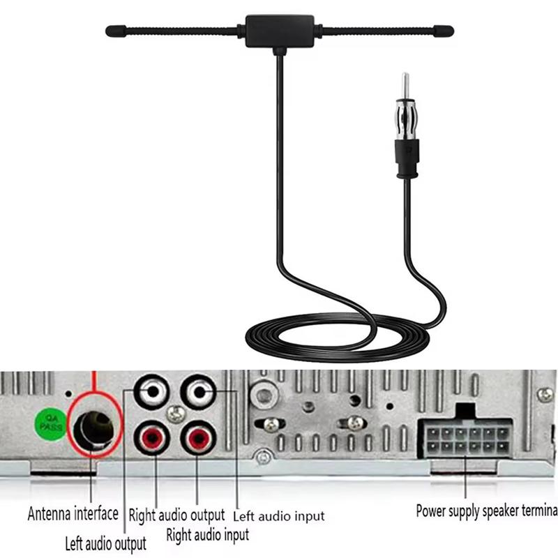 1Pc Car Radio Antenna,Sheep Horn T-shaped Car Radio Stereo Antenna,Universal Electronic Hidden AMPLIFIED FM AM Car Radio Annna