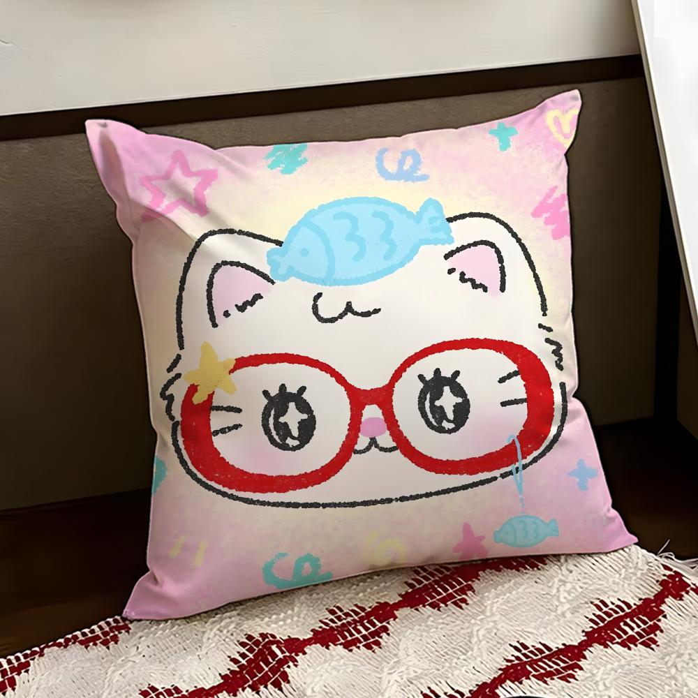 Obsessed Fish Lover Cat Cushion Cover Reversible Soft Durable Pillow Cover Home Car MultiScene Use for Daily Comfort
