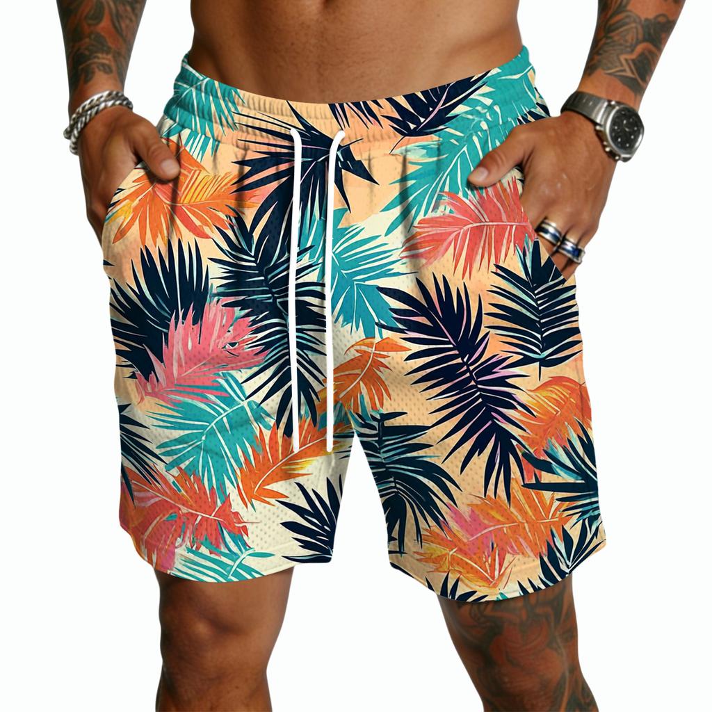 Hawaiian Shorts for Men Mens Swim Trunks Swim Trunks Men Hawaiian Swim Trunks Mens with Drawstring and Tropical Print for Swimming Beach Sports