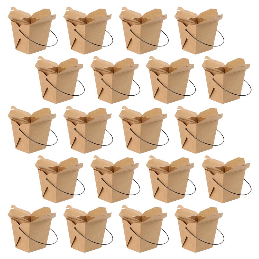 20 Pcs Portable Take out Snack Boxes High Grade Paper Food Containers for Chinese Take Out Baked Fried Snacks Safe for Popcorn