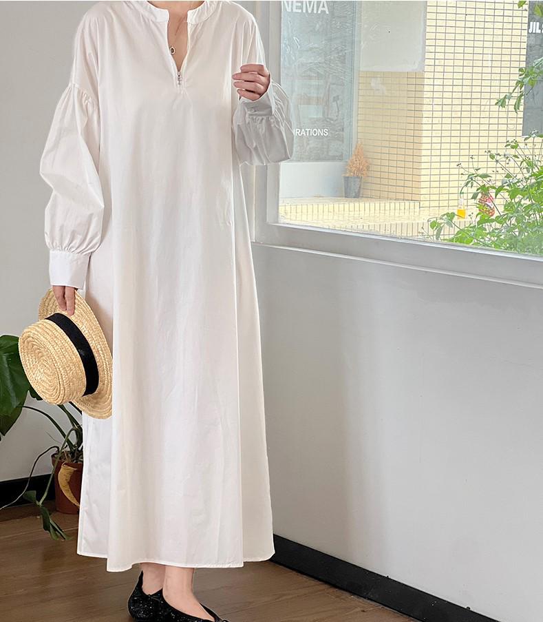 

Весеннее приталенное платье с рукавами-фонариками в японском стиле для женщин 2023 Large белый