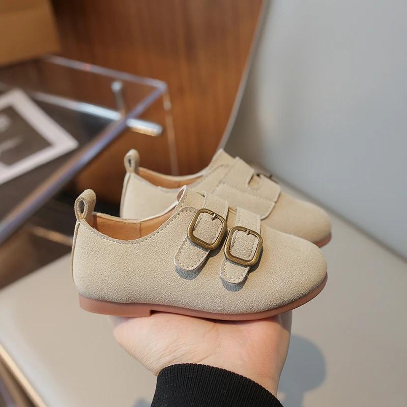 Dziecięce Skórzane Buty Okrągły Czubek Dziewczęce Codzienne Buty Mary Jane Modne Wiosenne Jesienne Dziecięce Płaskie Buty Jednolity Kolor Lekkie Wszechstronne