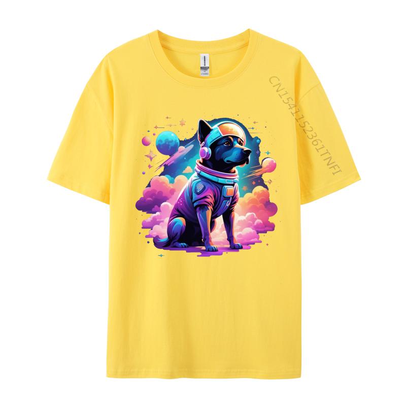 Dog In Space Tshrit Animal Lover Front Printed T Shirt Cotton Man Top TShirts Hot Sale Classic Tees