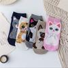 Women's Cute 3D Cartoon Animal Cotton Socks - Cat Design, Short Style