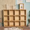 12 Grids Action Figure Wooden Storage Shelf Figure Wood Shadow Box Shelf Organizer for Bedroom