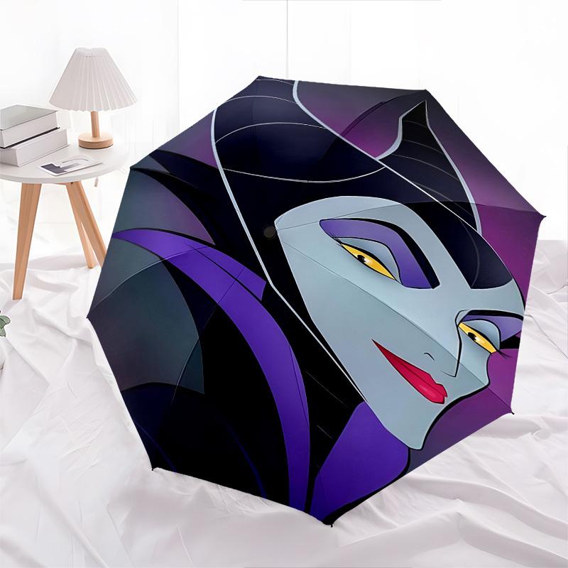 Maleficent, Villain Themed Automatic Opening and Closing Umbrella, Brightly Colored 8-rib Portable Umbrella, Suitable for Men and Women, A P